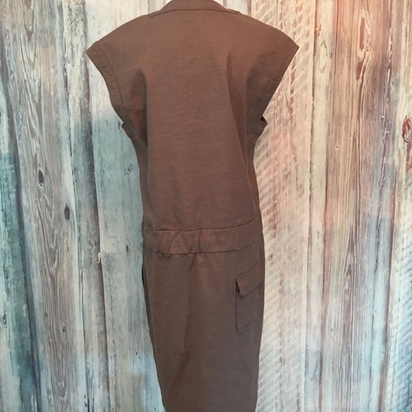 Faconnable Brown Stretch Linen Shirt Dress sz S - Picture 4 of 4